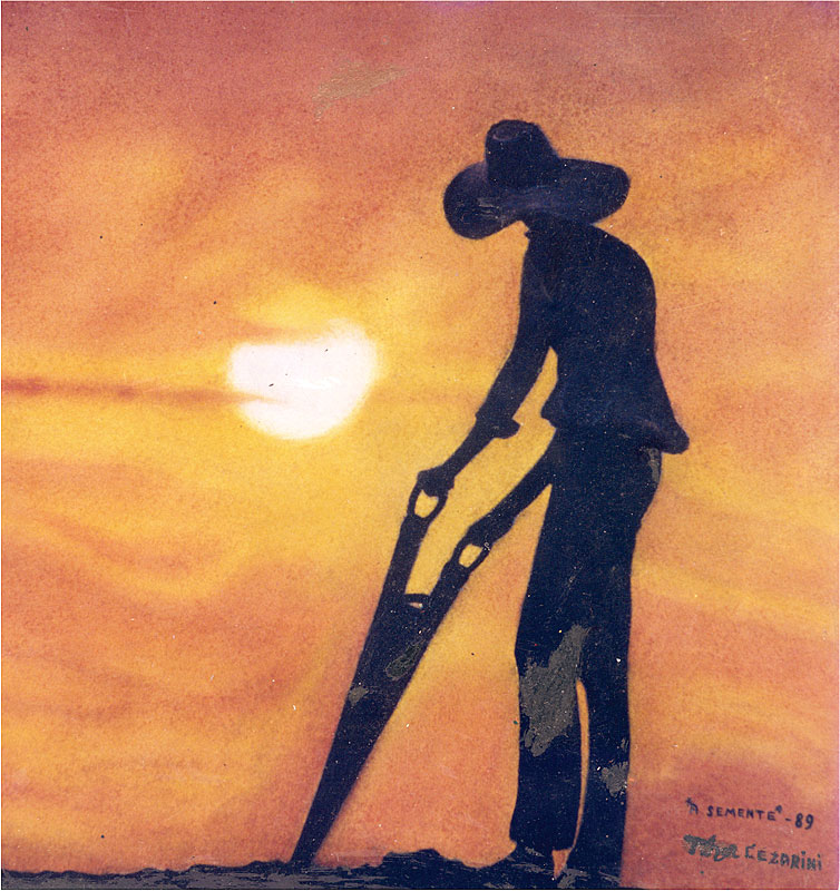 1989 – A Semente –  Giz pastel s cartão – estilo surrealista