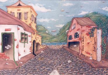 1990 – Tributo a Leitura – Giz pastel s cartão – estilo surrealista
